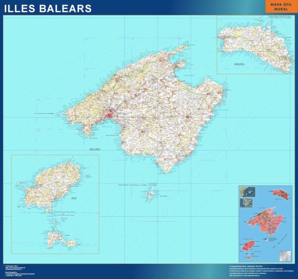 Carte Province Islas Baleares Plastifiée