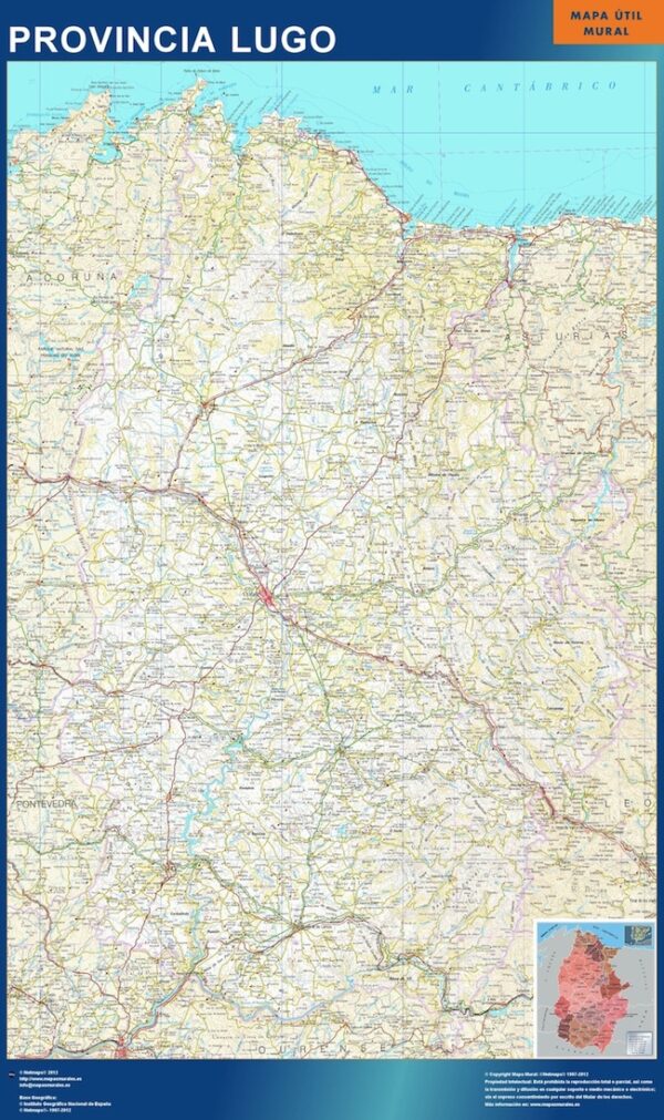 Carte Province Lugo Plastifiée