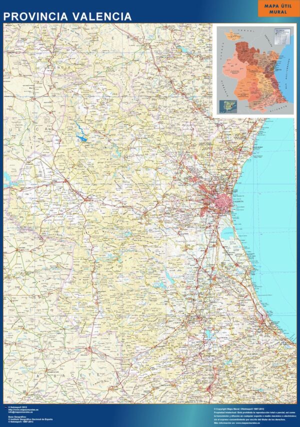 Carte Province Valencia Plastifiée