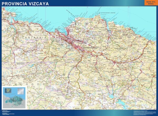Carte Province Vizcaya Plastifiée