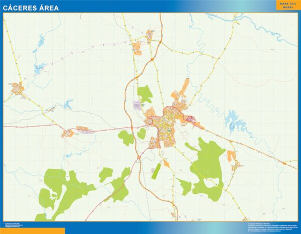 Carte Routière Caceres Région Plastifiée