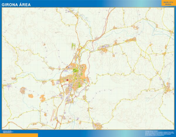 Carte Routière Girona Région Plastifiée
