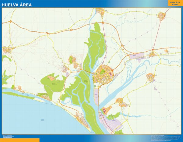 Carte Routière Huelva Région Plastifiée