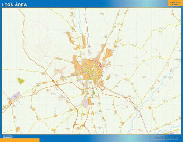 Carte Routière Leon Région Plastifiée