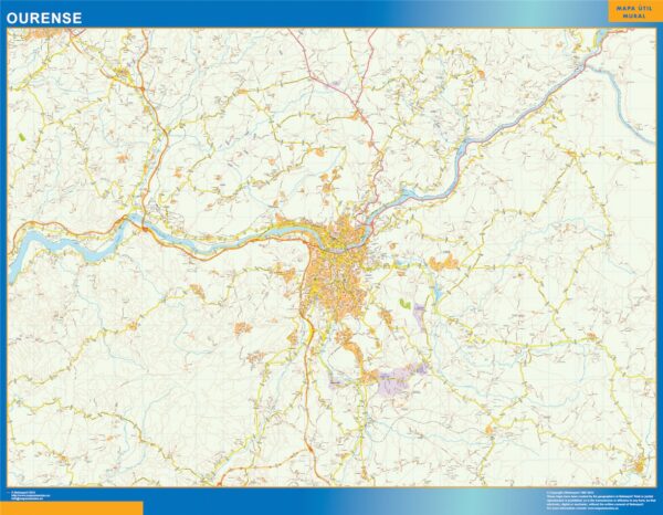 Carte Routière Ourense Région Plastifiée