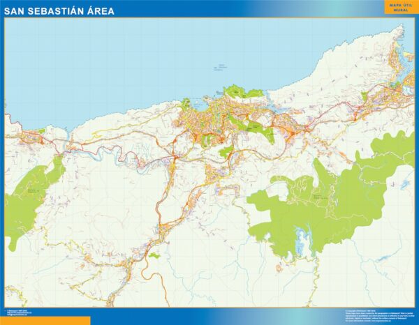 Carte Routière San Sebastian Région Plastifiée