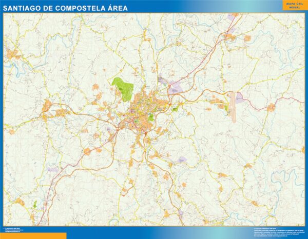 Carte Routière Santiago Compostela Région Plastifiée
