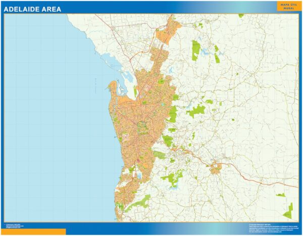 Mapa Adelaide Zone Plastifiée Australie
