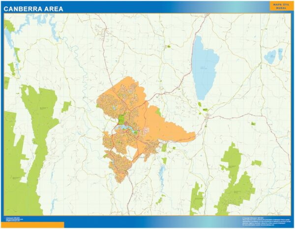 Mapa Canberra Zone Plastifiée Australie