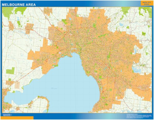 Mapa Melbourne Zone Plastifiée Australie