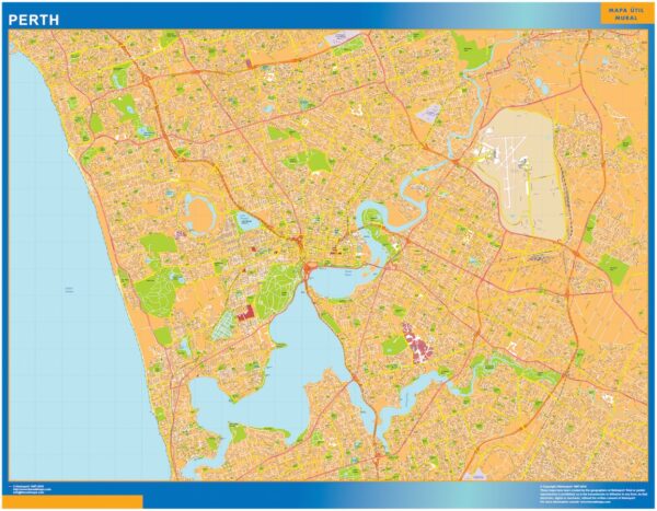 Mapa Perth Plastifiée Australie