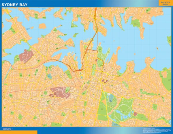 Mapa Sydney Bay Plastifiée Australie