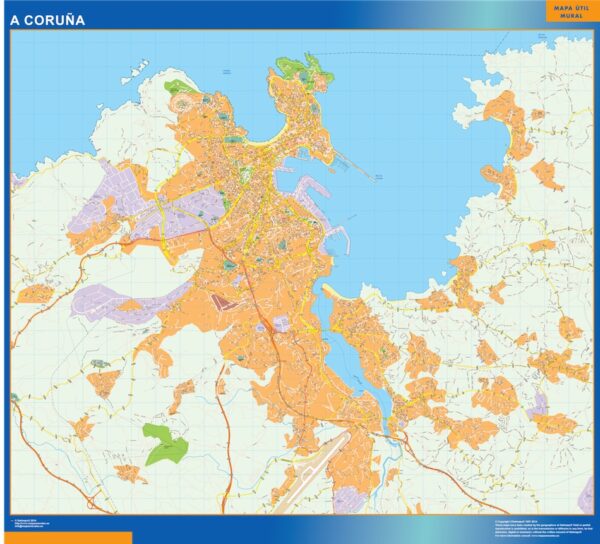 Plan Des Rues a Coruna Plastifiée