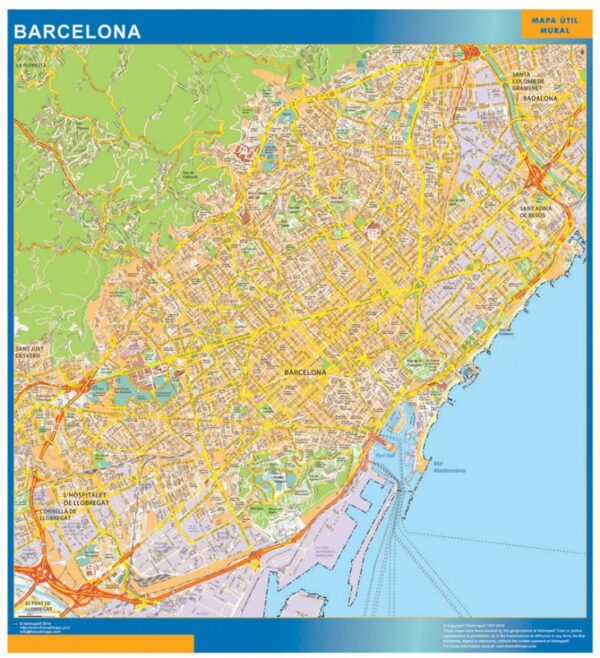 Plan Des Rues Barcelona Plastifiée