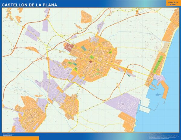 Plan Des Rues Castellon De La Plana Plastifiée