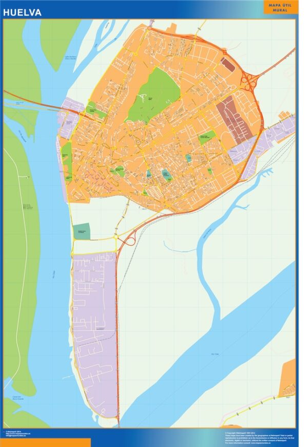 Plan Des Rues Huelva Plastifiée