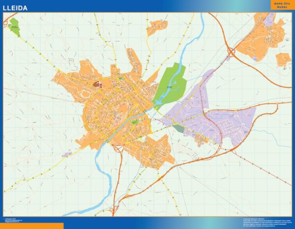 Plan Des Rues Lleida Plastifiée