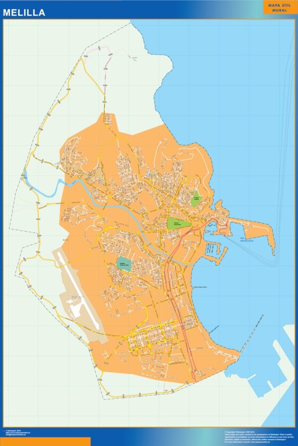 Plan Des Rues Melilla Plastifiée